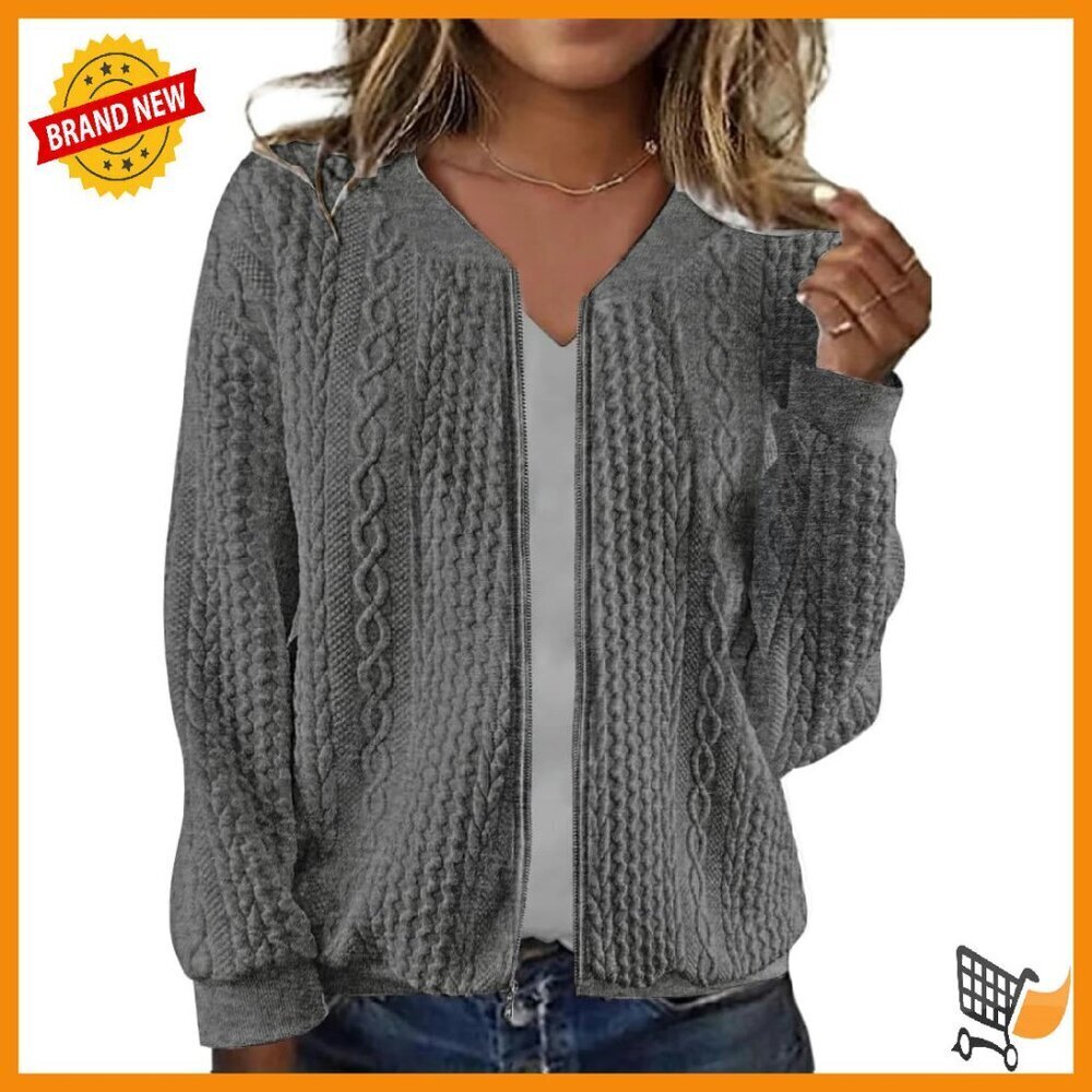 Women's Zip-Up Sweatshirt Jacket Casual Coat with Pockets